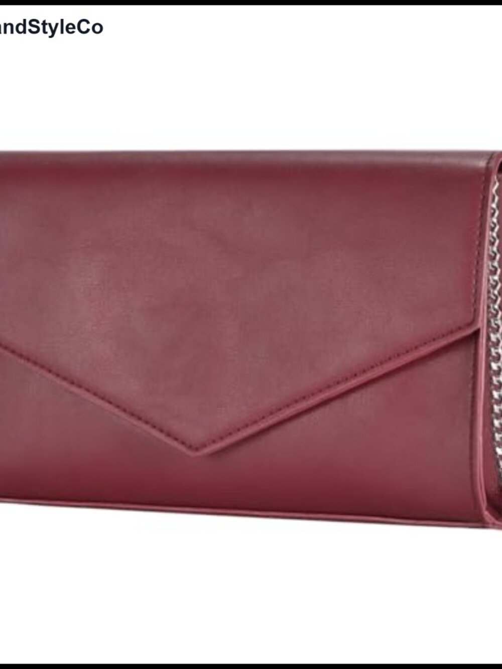 Faux Leather Evening Envelope Clutch Crossbody Purse with Silver Hardware